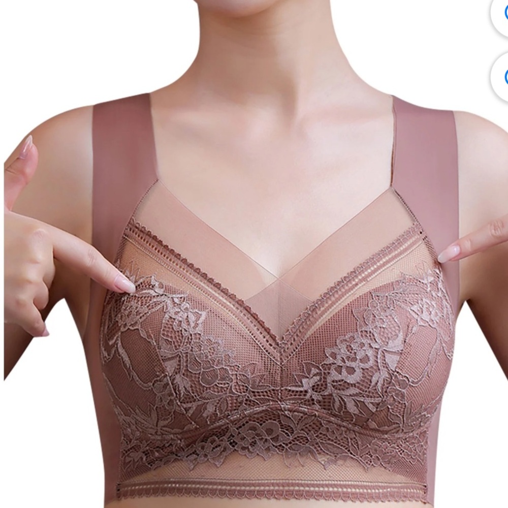 🌸. #2066.  Elegant Lace Mesh Bralette - Brown ( all of them size medium)